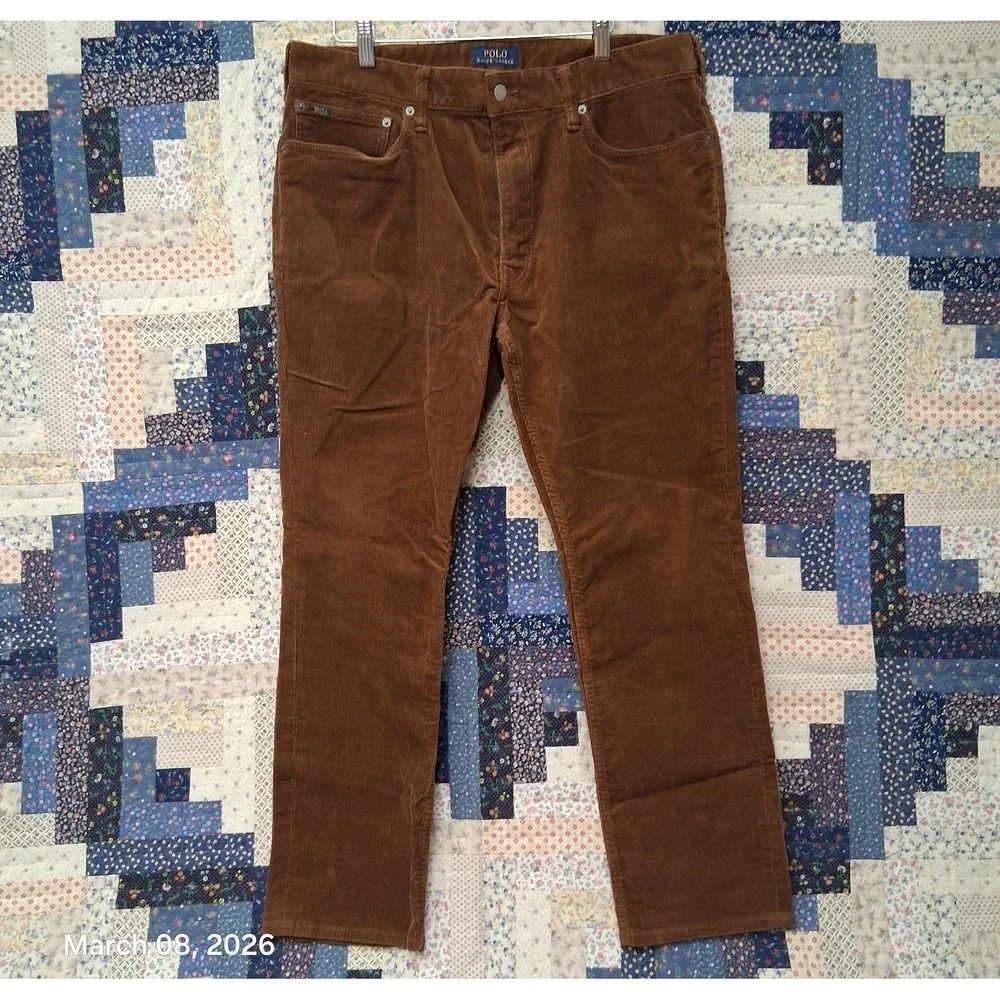 Polo by Ralph Lauren Corduroy Pants Size 36x30 Brown Straight Leg Regular Fit